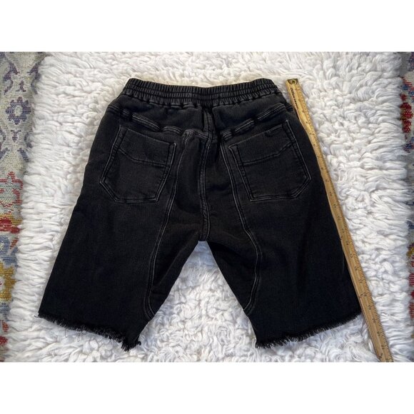 Joe’s Mens Shorts Black 30 Black Elastic Thick Terry Cloth Distressed Drawstring - Picture 4 of 5